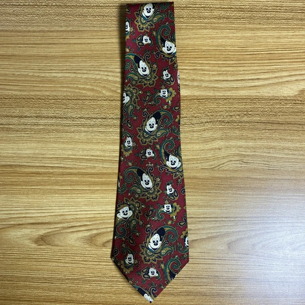 Disney Mickey Mouse Silk Necktie Balancine Paisley Multicolor Handmade